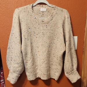 Fate Cream Speckled Knit Sweater with Multicolor Flecks